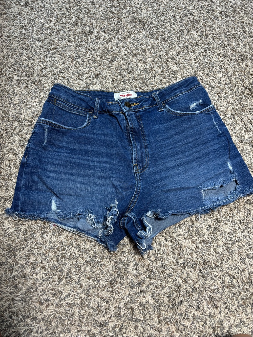 Wrangler Women's Blue Distressed Denim Cutoff Shorts